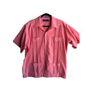 Mariscal Men’s Cuban Guayabera Shirt Classic 4 Pocket Pintuck Pleated Size L